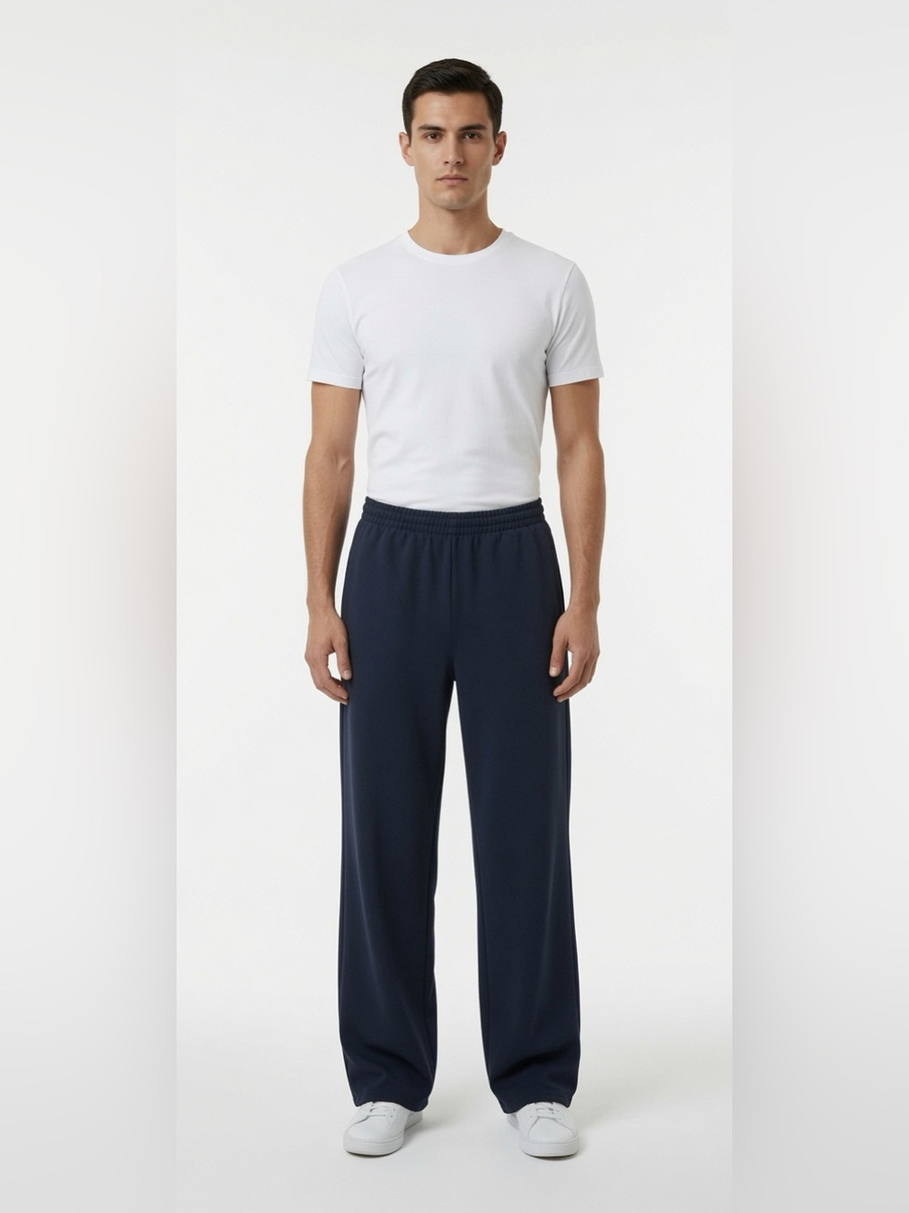 Yeezy Gap Balenciaga Wide Leg Fleece Sweatpants Navy Blue S NWOT
